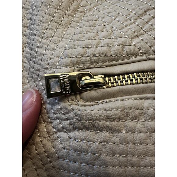 Andrew Marc New York Faux Leather Moto Jacket Ivory Size XL Edgy Sleek - Picture 4 of 16